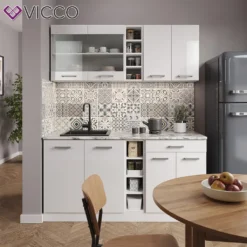 Vicco Küchenzeile + Arbeitsplatten R-Line Weiß Hochglanz 160 Cm Holzwerkstoff -Vidaxlko Verkaufe c64d5986e58bebc81e8ee06e7107e3c6