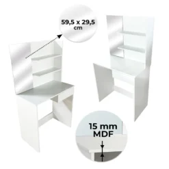 Schminktisch Mit Spiegel - Spiegel 59,5 X 29,5 Cm, Mit Schublade, 2 Ablagefächer, Modern, MDF, Weiß - Frisiertisch, Fris -Vidaxlko Verkaufe c72af0b898a10582fbc8ed1ccfb156fc