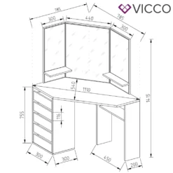 Vicco Eckschminktisch Arielle Schwarz 110 X 141,5 X 54 Cm Holzwerkstoff -Vidaxlko Verkaufe c7542b00af9cc723c92ac7d6f4b9c9ab