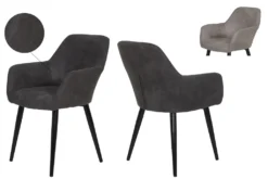 2er Set Armlehnenstuhl Roberta I Vintage Anthrazit, Metallgestell Schwarz, Gepolsterte Armlehne -Vidaxlko Verkaufe c7b1f9f84389ff42fe4a5dbeeba6b977