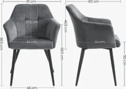 SONGMICS 6er Set Esszimmerstuhl, Hohe Rückenlehne Mit 46,5 Cm, Sitzpolster Mit 8 Cm Stärke, Bezug Aus Samt, Metallbeine, Küchenstuhl, Polsterstuhl, Grau LDC071G01-6 -Vidaxlko Verkaufe c8000a49844ebb678608679e7fe56144 1