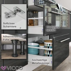 Vicco Küchenzeile Fame-Line Weiß Anthrazit Hochglanz 295 Cm Holzwerkstoff -Vidaxlko Verkaufe ca41865b4df415a9f311ff550c51a065