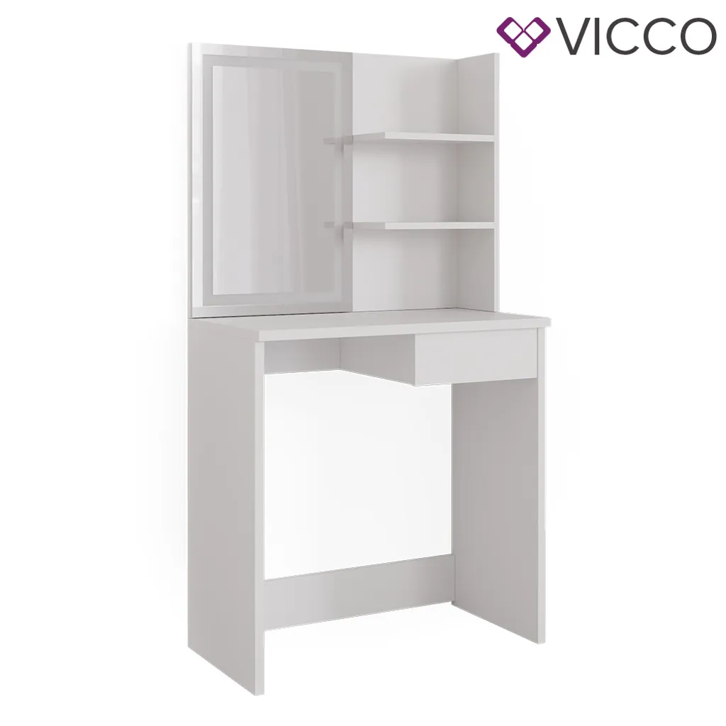 Vicco Schminktisch Dekos + LED Spiegel Weiß 75 X 141 X 40 Cm Holzwerkstoff 2 Vicco Schminktisch Dekos + LED Spiegel Weiß 75 X 141 X 40 Cm Holzwerkstoff – Bild 2