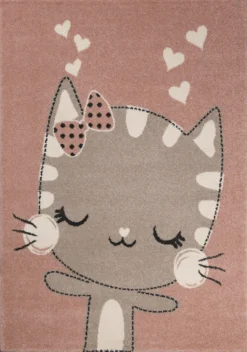 Kinderteppich Babyteppich Flauschig Weich Altrosa Beige Weiß Fröhliches Kätzchen Katze , Maße:120x170 Cm -Vidaxlko Verkaufe cd4284f3a2e23c4e1d2c7115f067242f