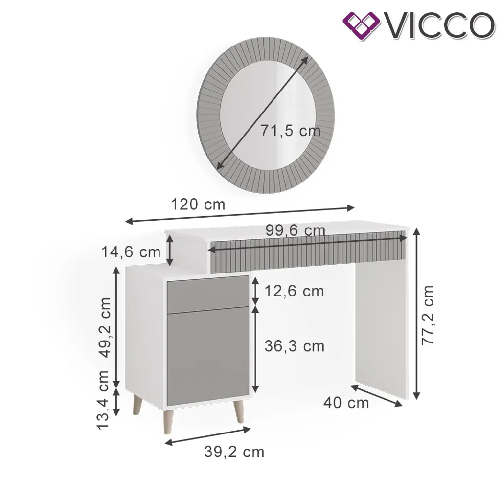 Vicco Schminktisch Arles Weiß Hellgrau Schminkspiegel 120x77 Cm Holzwerkstoff 3 Vicco Schminktisch Arles Weiß Hellgrau Schminkspiegel 120x77 Cm Holzwerkstoff – Bild 3