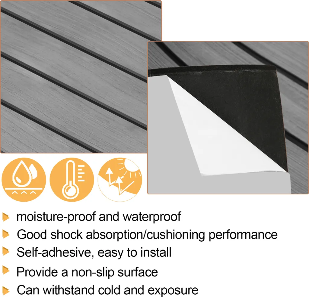 EINFEBEN Bodenbelag Matte Deck Teppich EVA Schaum Teak Yacht Selbstklebend Fußboden Deck Matte Grau 240x90cm 5 EINFEBEN Bodenbelag Matte Deck Teppich EVA Schaum Teak Yacht Selbstklebend Fußboden Deck Matte Grau 240x90cm – Bild 5