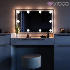 Vicco Schminktisch Lilli Frisiertisch Kommode Frisierkommode Spiegel Weiß Inklusive Hocker Und LED-Lichterkette -Vidaxlko Verkaufe cdbce44814e2c339871a783acb25f738