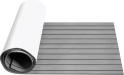 EINFEBEN Bodenbelag Matte Deck Teppich EVA Schaum Teak Yacht Selbstklebend Fußboden Deck Matte Grau 240x90cm