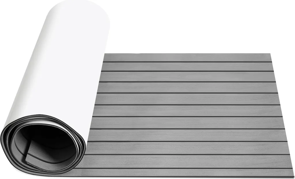 EINFEBEN Bodenbelag Matte Deck Teppich EVA Schaum Teak Yacht Selbstklebend Fußboden Deck Matte Grau 240x90cm