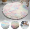 80cm Regenbogen Runden Flauschige Teppiche Bettvorleger Soft Shaggy Hochflor