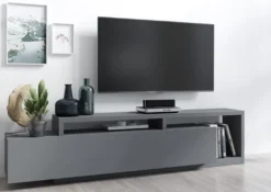 Lowboard TV-Unterschrank Fernsehtisch 219cm Anthrazit Grifflos 79870632