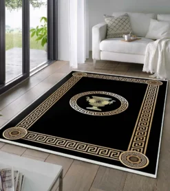 Teppich & Läufer Olymp Flach 7x Größen Schwarz & Gold 6mm HLO-JE43 160x230 Cm (3,68m²)