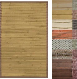 Bambus-Teppich Bambusmatte Mit Stoffrahmen Tibet 90 X 120 Cm Natur