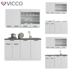 Vicco Küchenzeile Fame-Line Weiß Landhaus 140 Cm Holzwerkstoff -Vidaxlko Verkaufe d01838c169efbcd7c42500b6219a5257