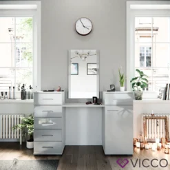 Vicco Schminktisch Zoe Frisiertisch Frisierkommode Spiegel Weiß Hochglanz Inklusive Hocker Und LED-Lichterkette -Vidaxlko Verkaufe d264e5dad639ac94f2776245df72aa2c