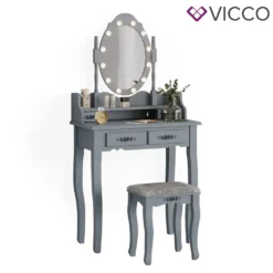 Vicco Schminktisch + Hocker Grau 75 X 146,5 X 40 Cm Holzwerkstoff -Vidaxlko Verkaufe d2a870ea3a47039f3cc08114f4e24165
