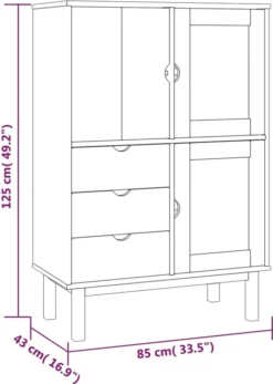 VidaXL Highboard OTTA 85x43x125 Cm Massivholz Kiefer -Vidaxlko Verkaufe d306e453ec7cc4e8559b0c6be6bd9f78