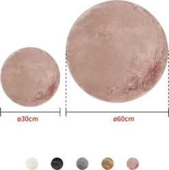 60CM Durchmesser Runde Weiche Faux Schaffell-Pelz-Teppiche Für Boden-Plüsch-Teppich-Nachtmatten (Weiß) -Vidaxlko Verkaufe d3599ece4aff8edfb4a7abbc96e37ac4