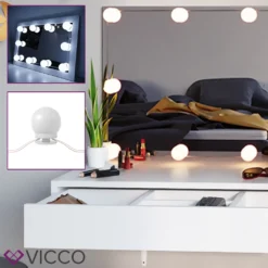 Vicco Schminktisch Alessia Frisiertisch Kommode Frisierkommode Spiegel Weiß Inklusive LED-Lichterkette -Vidaxlko Verkaufe d3ddec5c2719648a327ef38c93708706