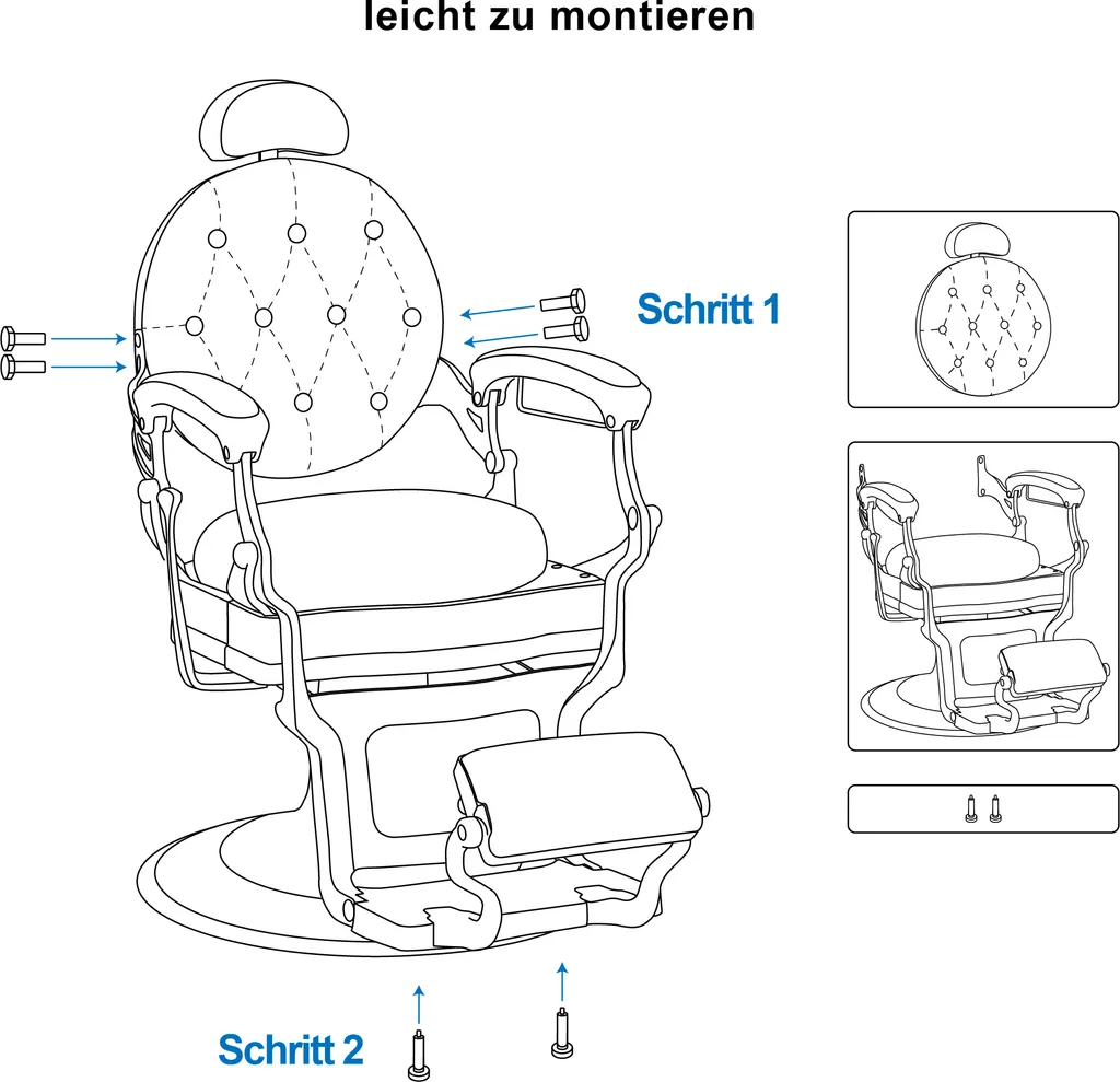 Barberpub Friseurstuhl Hydraulische Friseursessel 2933 GD, Mit Retro/ Vintage Stil, 360° Drehbar, Kunstleder, Goldrahmen , 109 × 68 × 113 Cm (Schwarz-Gold) 8 Barberpub Friseurstuhl Hydraulische Friseursessel 2933 GD, Mit Retro/ Vintage Stil, 360° Drehbar, Kunstleder, Goldrahmen , 109 × 68 × 113 Cm (Schwarz-Gold) – Bild 8