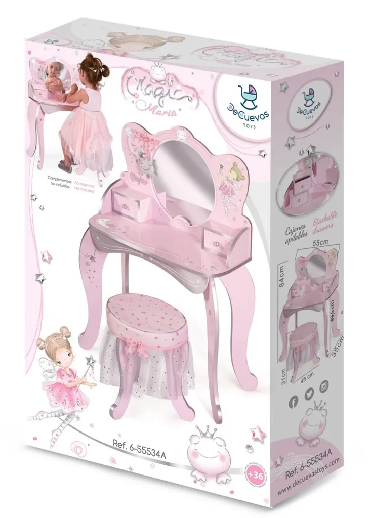 DeCuevas 55534A Magic Maria 2022 Schminktisch Aus Holz Mit Spiegel Und Holzstuhl 5 DeCuevas 55534A Magic Maria 2022 Schminktisch Aus Holz Mit Spiegel Und Holzstuhl – Bild 5
