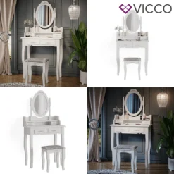 Vicco Schminktisch + Hocker Meghan Weiß 75 X 146,5 X 40 Cm Holzwerkstoff -Vidaxlko Verkaufe d587c31d0e4a6cf227af3767c9733ca6