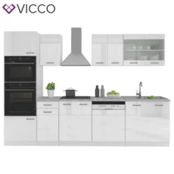 Vicco Küchenzeile + Arbeitsplatten R-Line Weiß Hochglanz 300 Cm Holzwerkstoff -Vidaxlko Verkaufe d5920e3c307d122984b225735403a369