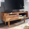 WOHNLING Lowboard Sheesham Massivholz 95x44x34 Cm TV-Kommode Mit Schiebetür | Design TV-Schrank Hoch | Fernsehtisch Fernsehschrank Modern | Fernsehkommode Wohnzimmer