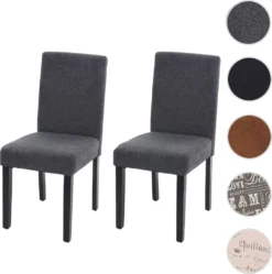 2er-Set Esszimmerstuhl Stuhl Küchenstuhl Littau Textil, Anthrazitgrau, Dunkle Beine -Vidaxlko Verkaufe d70f0bb652eb1fa15282998958c26cf7