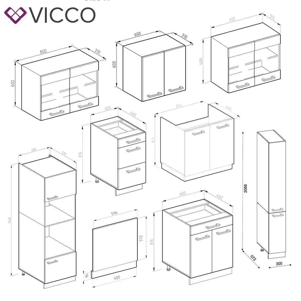 Vicco Küchenzeile R-Line J-Shape Anthrazit Goldkraft 350 Cm Holzwerkstoff 3 Vicco Küchenzeile R-Line J-Shape Anthrazit Goldkraft 350 Cm Holzwerkstoff – Bild 3