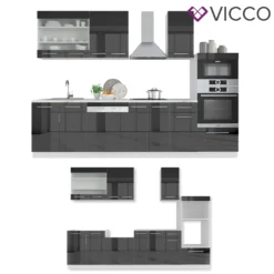 Vicco Küchenezeile Fame-Line Weiß Anthrazit Hochglanz 300 Cm Holzwerkstoff -Vidaxlko Verkaufe d8ed6a246b9dc2301570f7a1c216c058