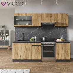 Vicco Küchenzeile J-Shape Raul Anthrazit Goldkraft 240 Cm Holzwerkstoff -Vidaxlko Verkaufe d91461365bc36e79ac4b470da7c5af96