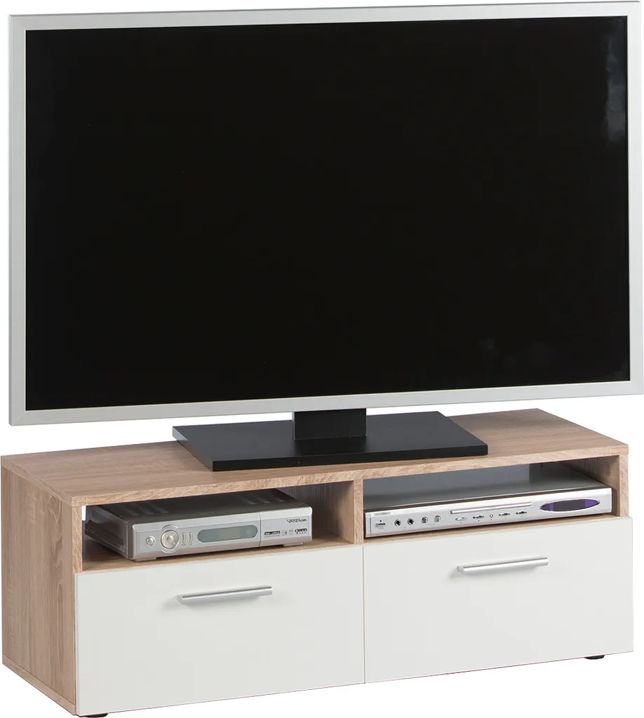 TV-Lowboard Fernsehtisch Rack Unterschrank HiFi Element Sideboard "Ruth I" Sonoma/Eiche Weiß 1 TV-Lowboard Fernsehtisch Rack Unterschrank HiFi Element Sideboard "Ruth I" Sonoma/Eiche Weiß