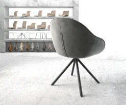 DELIFE Drehstuhl Gaio-Flex Mit Armlehnen Samt Grau Kreuzgestell Rund Schwarz 180° Drehbar -Vidaxlko Verkaufe dd8c93d8a2745a103b3639c254b1c378