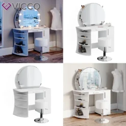 Vicco Schminktisch Frisiertisch Frisierkommode Almina Weiß Mit Spiegel + Hocker -Vidaxlko Verkaufe debac405eef1263eec3292242908724f