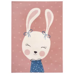 Kinderteppich Kurzflor Bunny Polly Hase Rosa, Größe:80x150 Cm