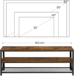 VASAGLE TV-Lowboard TV-Schrank Mit Metallrahmen 140 X 40 X 52 Cm Mit 2 Ablagen Fernsehtisch Vintage LTV50BX -Vidaxlko Verkaufe e05b738a9efd262a1c7134395fa9c060