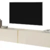 Selsey BISIRA - TV-Möbel 200 Cm Beige Mit Goldeinsatz