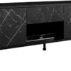 Mirjan24 TV Lowboard Marmo 2D1S1K, Stilvoll Board Schrank, TV Tisch, Wohnzimmer TV-Bank (Farbe: Schwarz / Schwarzer Marmor)
