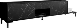 Mirjan24 TV Lowboard Marmo 2D1S1K, Stilvoll Board Schrank, TV Tisch, Wohnzimmer TV-Bank (Farbe: Schwarz / Schwarzer Marmor)