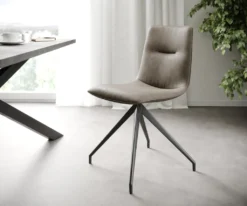 DELIFE 4-er-Set-Esszimmerstuhl Pia-Adesso Taupe Vintage Kreuzgestell Konisch