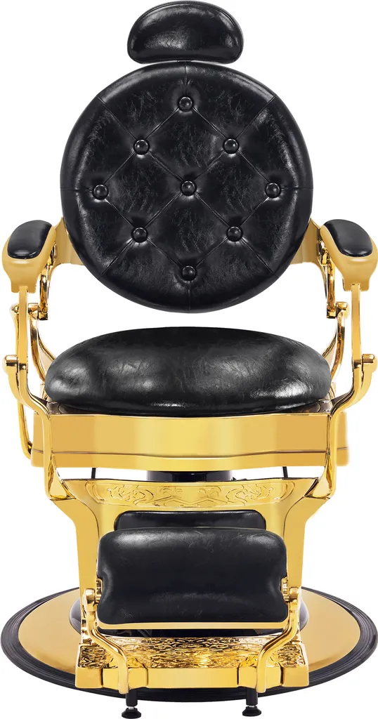 Barberpub Friseurstuhl Hydraulische Friseursessel 2933 GD, Mit Retro/ Vintage Stil, 360° Drehbar, Kunstleder, Goldrahmen , 109 × 68 × 113 Cm (Schwarz-Gold) 2 Barberpub Friseurstuhl Hydraulische Friseursessel 2933 GD, Mit Retro/ Vintage Stil, 360° Drehbar, Kunstleder, Goldrahmen , 109 × 68 × 113 Cm (Schwarz-Gold) – Bild 2