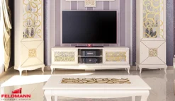 Lowboard TV-Schrank Fernsehtisch 2-türig 181cm Creme