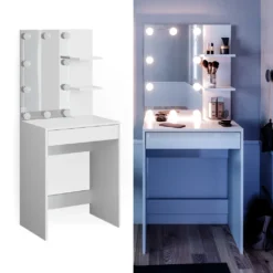 Vicco Schminktisch Frisiertisch Schminkkommode Isabelle LED-Beleuchtung Kommode
