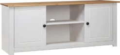 VidaXL TV-Schrank Weiß 120x40x50 Cm Massivholz Panama-Kiefer