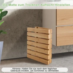COSTWAY Faltbare Badematte Bambus Rutschfeste Duschmatte Tragbar Bodenmatte Für Badezimmer Spa Schwimmen & Pool 59,5x34,5cm -Vidaxlko Verkaufe e48aed0e9ceba405509ffbdae2b7195b