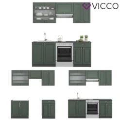Vicco Küchenzeile Fame-Line Anthrazit Grün-Gold Landhaus 200 Cm Holzwerkstoff -Vidaxlko Verkaufe e50e0bc0b85af93f959cf8431006ecaf
