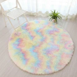 100cm Regenbogen Hochflor Runden Teppich Wohnzimmer Fellteppich Kunstfell Flauschig Dicker Waschmaschinenfest -Vidaxlko Verkaufe e61ea060edd080a14215dfcb1831490a