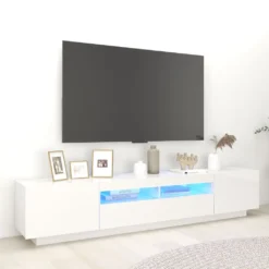 VidaXL TV-Schrank Mit LED-Leuchten Hochglanz-Weiß 200x35x40 Cm