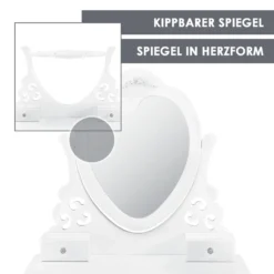 Juskys Schminktisch Julia Mit Spiegel, Hocker & 4 Schubladen, 74 X 40 X 138 Cm, Weiß, Landhausstil, MDF Holz, Kosmetiktisch Frisiertisch Kommode -Vidaxlko Verkaufe e7621789fba127d0eae2dd233284de9e